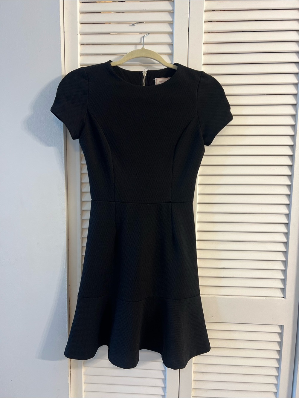 love...ady Black Short Sleeve Fit-and-Flare Mini Dress